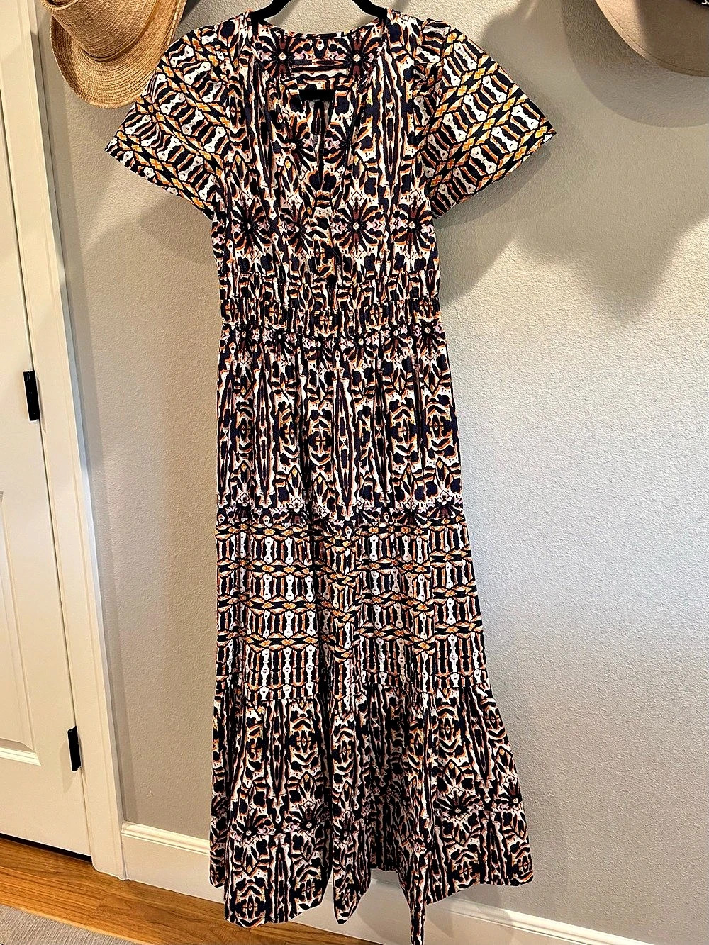 Abstract Print Maxi Dress in Black & Orange Like New from Anthro